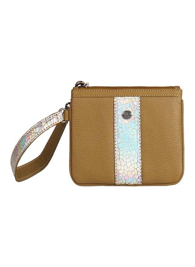 PERF Genuine Leather Wristlet Pouch for Women | Compact Handheld Clutch with Textured Accent & Detachable Strap | Premium Everyday Carry Organizer (OLV/SLV) - Image 1